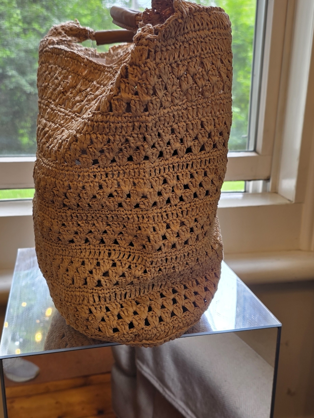 NWT J Crew Woven Raffia Tote Bag in Natural Tan - Picture 3 of 7